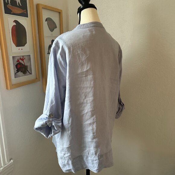 Simon's Contemporaine 100% Linen Tunic Light Blue Women Size Large - Picture 2 of 8